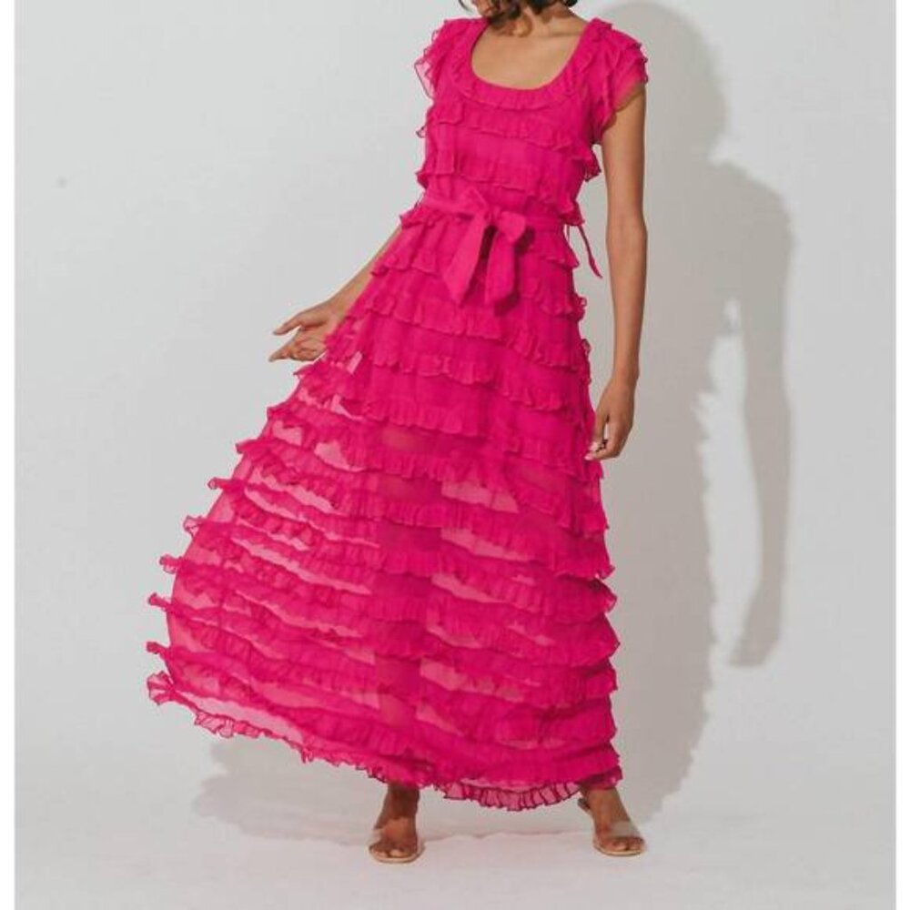 NEW CLEOBELLA milana ankle dress in magenta size LARGE